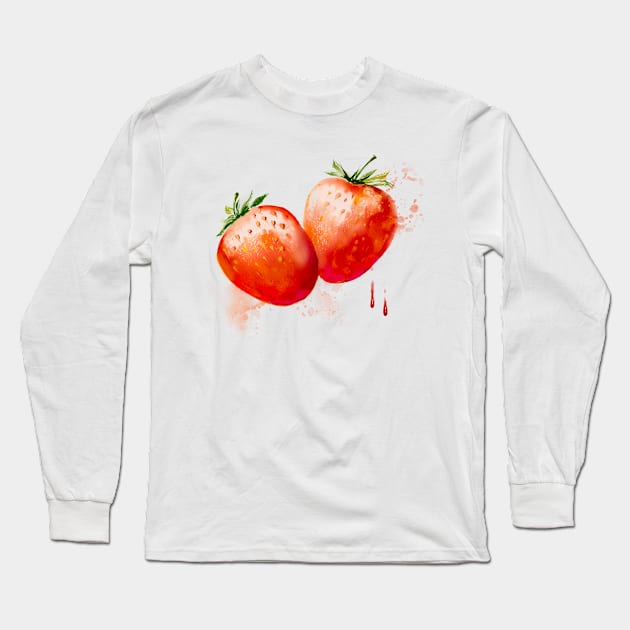 strawberry Long Sleeve T-Shirt by Ljuko